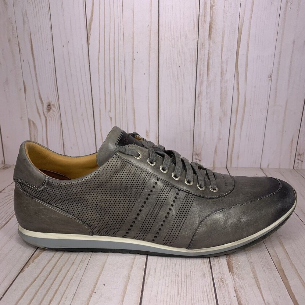 Magnanni Merino Sneakers Gray Leather Casual Low Top Made In Portugal Mens 13